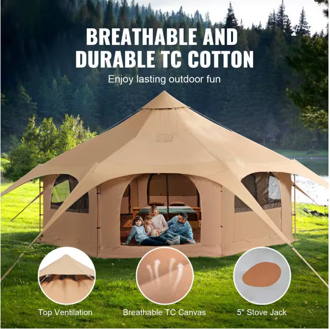 Tienda de campaña para 4 estaciones con ventilación para acampar.