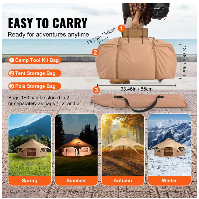 Tienda de campaña para 4 estaciones con ventilación para acampar.