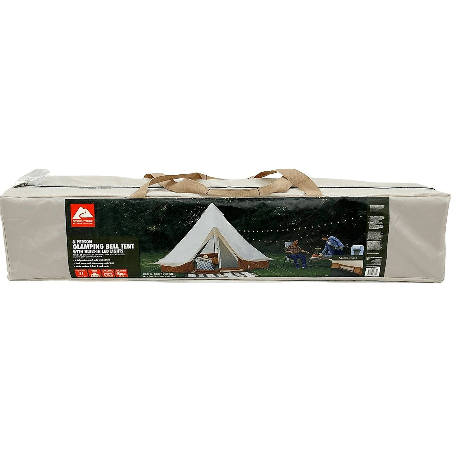 Tienda de campaña tipo Glamping Ozark Trail de 4,5 x 4,5 m para 8 personas con luces de cadena
