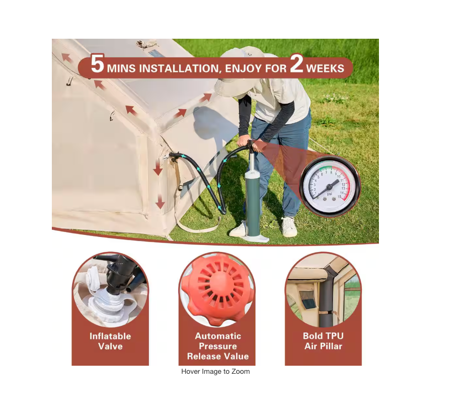 Tienda Inflable para 6 - 8 Personas Impermeable, Glamping