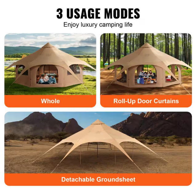 Tienda de campaña para 4 estaciones con ventilación para acampar.